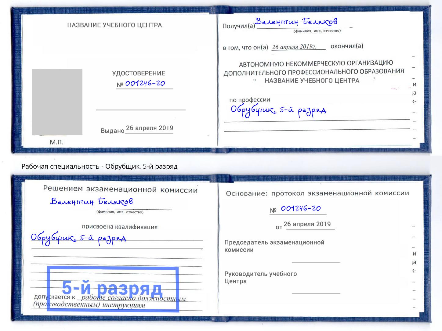 корочка 5-й разряд Обрубщик Королёв